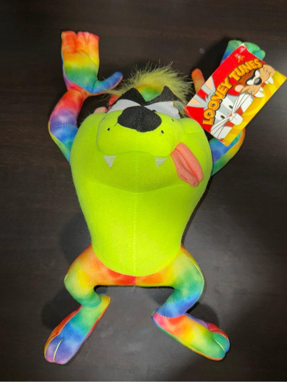 Warner Bros. Taz Tie-Dye Plush - Neon Green Body with Rainbow Limbs